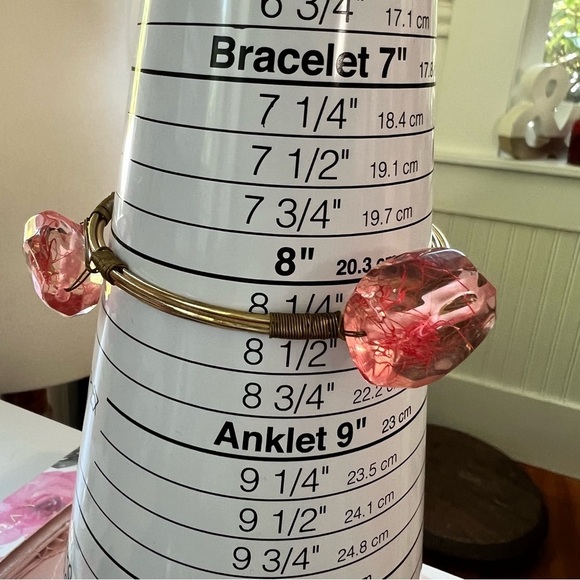 PINK Wire Wrapped Bangle Bracelet - Picture 7 of 8